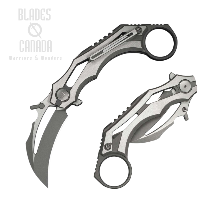 We Knife Cryonix Flipper Folding Knife, M390 Two-Tone, Titanium Gray/Satin, WE24070-2