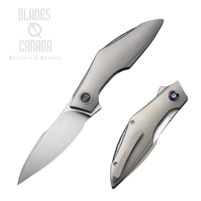 (PRE-PURCHASE) WE Knife Krait Snake Flipper Folding Knife, M390 Satin, Titanium Gray, WE24084-2