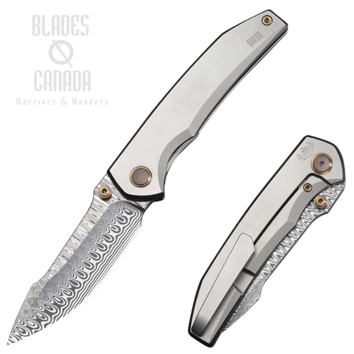 We Knife Ryson Framelock Folding Knife, Damasteel, Titanium Gray, WE24086-DS1