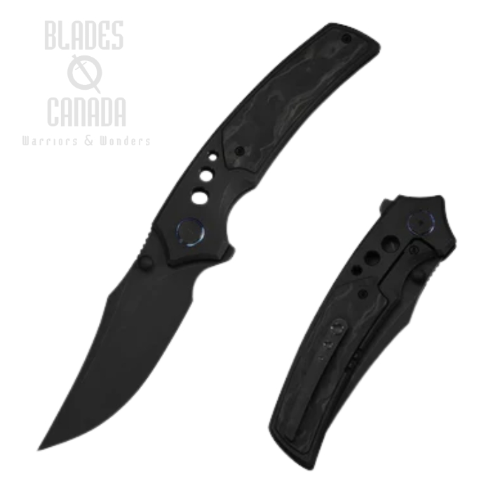 WE Knife Skynix Flipper Bolster Lock Folding Knife, M390 Black SW, Titanium/CF Black, WE24087-1