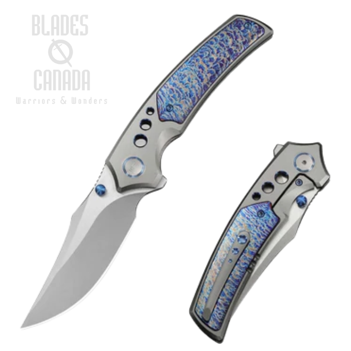 WE Knife Skynix Flipper Bolster Lock Folding Knife, M390 Stonewash, Titanium Flamed Gray, WE24087-2