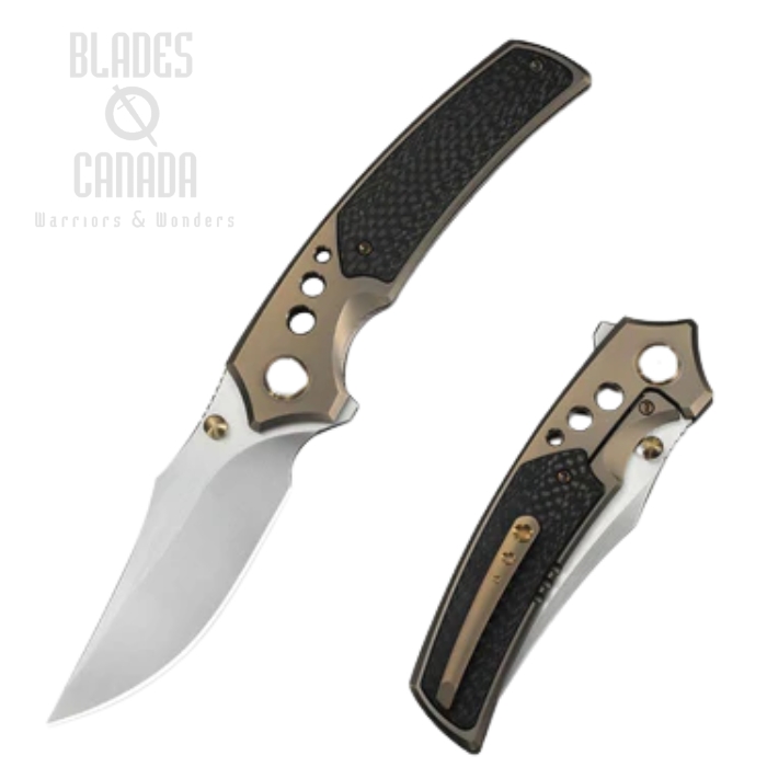 WE Knife Skynix Flipper Bolster Lock Folding Knife, M390 Black SW, Titanium/CF Black, WE24087-1