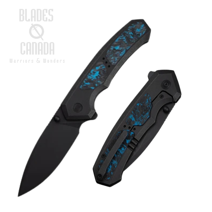 We Knife Corwyn Flipper Framelock Knife, M390 Black SW, Titanium Black/Carbon Fiber Blue, WE24088-1