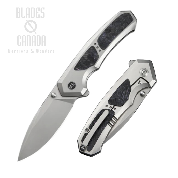 We Knife Corwyn Flipper Framelock Knife, M390 Stonewash, Titanium/Carbon Fiber, WE24088-2