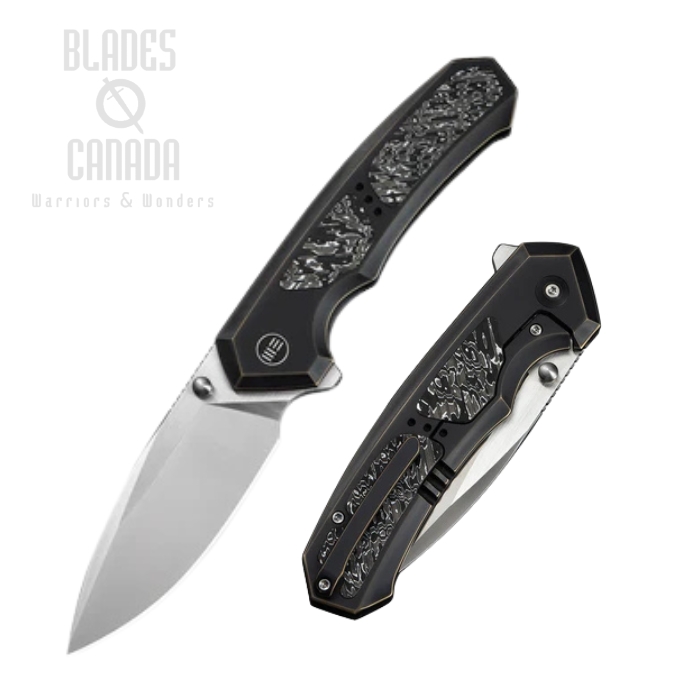 We Knife Corwyn Flipper Framelock Knife, M390 Satin, Titanium/Aluminum Foil Carbon, WE24088-3