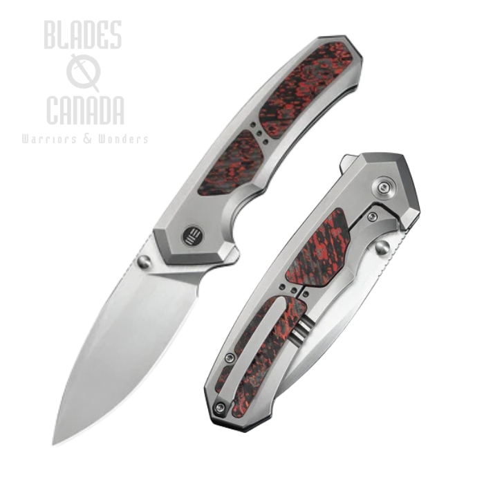 We Knife Corwyn Flipper Framelock Knife, M390 Satin, Titanium/FatCarbon Lava, WE24088-4