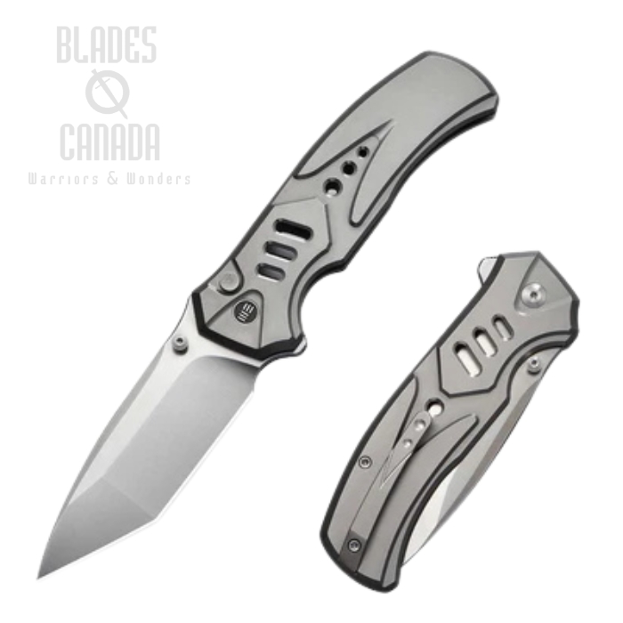 (PRE-PURCHASE) WE Knife Zentron Flipper Button Lock Folding Knife, M390 Satin, Titanium Gray, WE24094-2