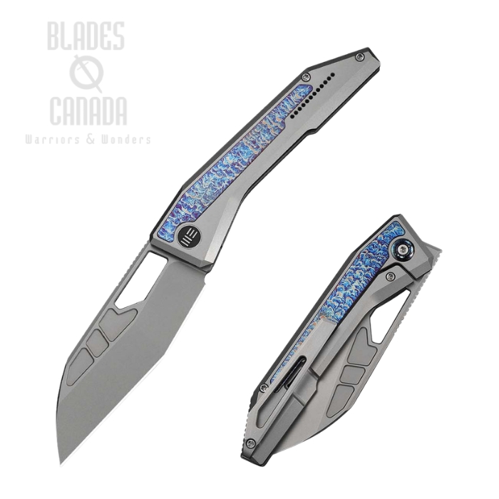 (image for) WE Knife Inceptus Front Flipper Framelock Knife, M390 Stonewash, Titanium Gray Flamed, WE25017-2