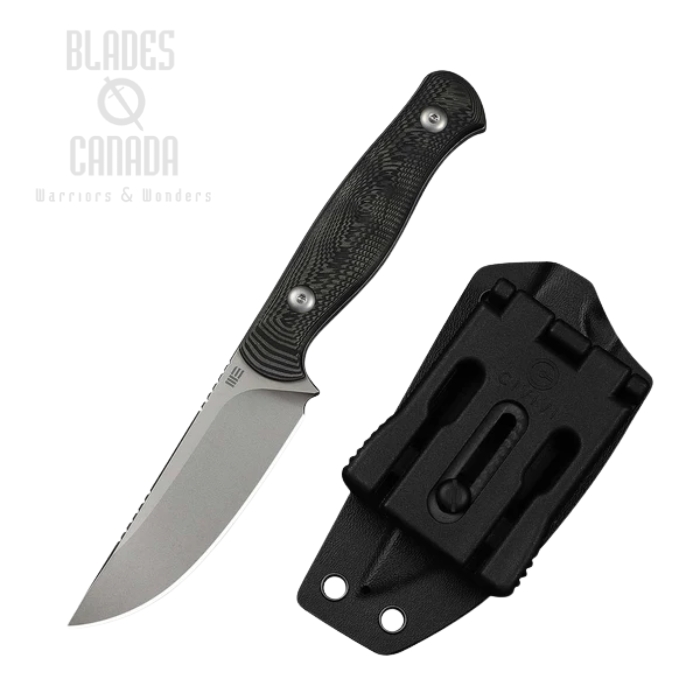 (image for) (PRE-PURCHASE) WE Knife Notchline Hunting Fixed Blade Knife, S35VN Stonewash, Rose Carbon Fiber Black, Kydex Sheath, WE25047-1