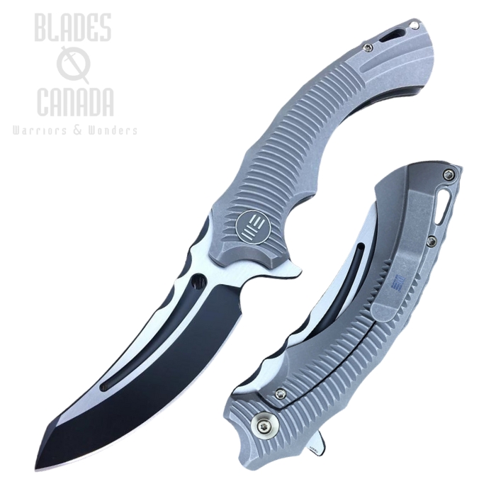 WE Knife Sea Monster Flipper Framelock Knife, M390, Titanium Grey, WE713C