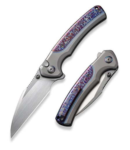 WE Knife Ziffius Flipper Button Lock Knife, Ltd Edition, CPM 20CV, Titanium Flame, WE22024D-4