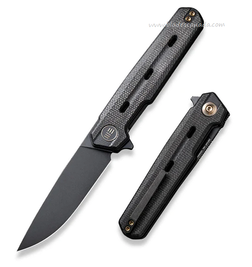 WE Knife Navo Flipper Folding Knife, CPM 20CV Black SW, Micarta Black, WE22026-1