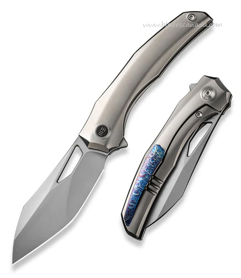 WE Knife Ignio Flipper Framelock Knife, CPM 20CV, Titanium Silver, WE22042B-4