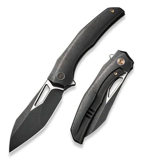 WE Knife Ignio Flipper Framelock Knife, CPM 20CV Black/Satin, Titanium Black, WE22042B-1