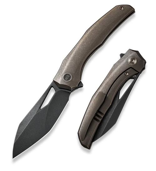 WE Knife Ignio Flipper Framelock Knife, CPM 20CV Black SW, Titanium Bronze, WE22042B-2