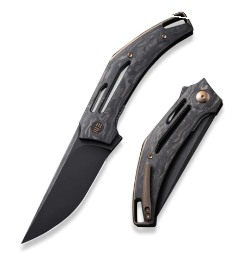 WE Knife Flipper Folding Knife, CPM 20CV Black, Carbon Fiber Shredded, WE22045B-2
