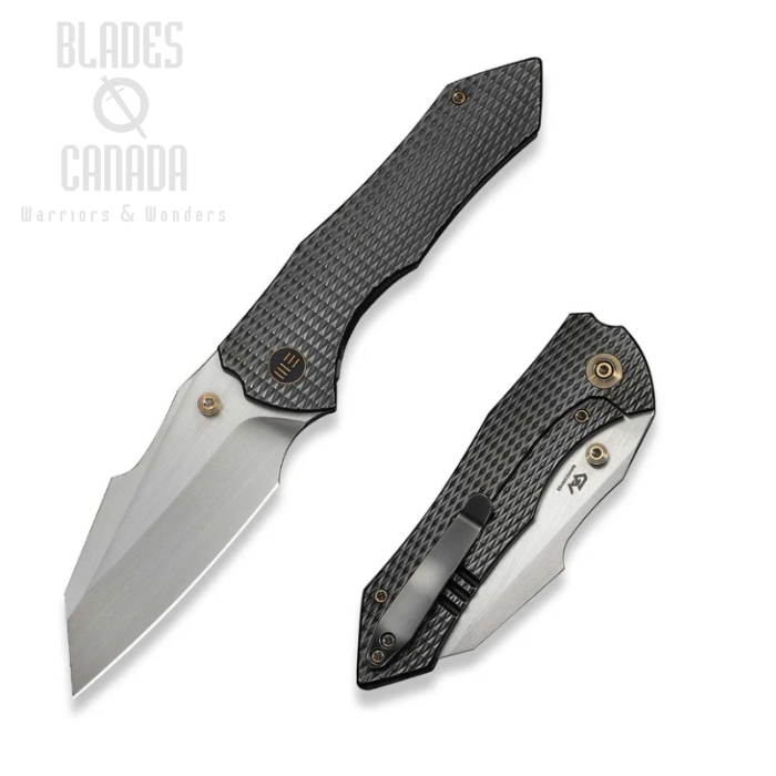 WE Knife High-Fin XL Frame Lock Folding Knife, CPM 20CV Satin, Titanium Polished Gray, WE24010-6