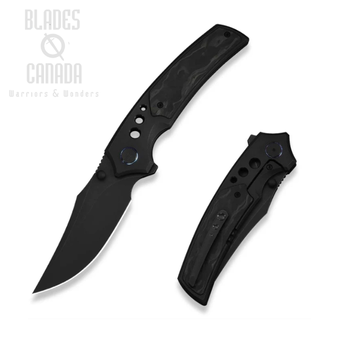 WE Knife Skynix Flipper Bolster Lock Folding Knife, M390 Black SW, Titanium/CF Black, WE24087-1
