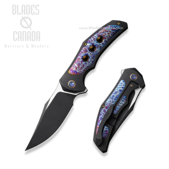 WE Knife Magnetron Flipper Framelock Knife, CPM 20CV Black SW, Flamed Titanium, 18058-4