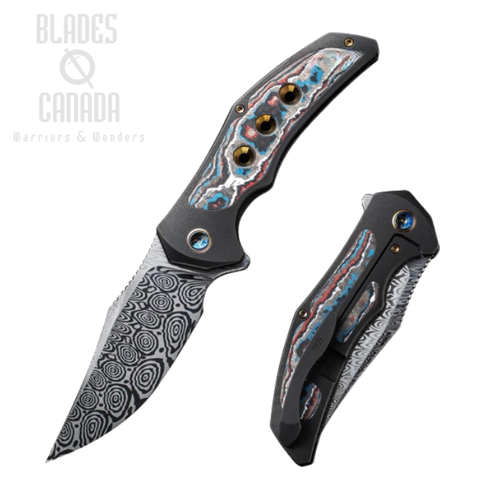 WE Knife Magnetron Flipper Framelock Knife, Damasteel, Titanium/Carbon Fiber, WE18058-DS1 WE Knife Magnetron Flipper Framelock Knife, Damasteel, Titanium/Carbon Fiber, WE18058-DS1