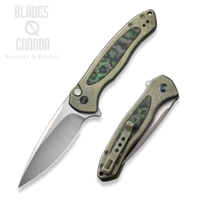 WE Knife Kitefin Flipper Button Lock Knife, Ltd Edition, CPM 20CV, Titanium/Carbon Fiber Jungle, WE19002N-2