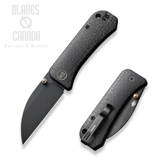 WE Knife Banter Folding Knife, CPM S35VN Black SW Wharncliffe, Micarta Black, 19068J-1