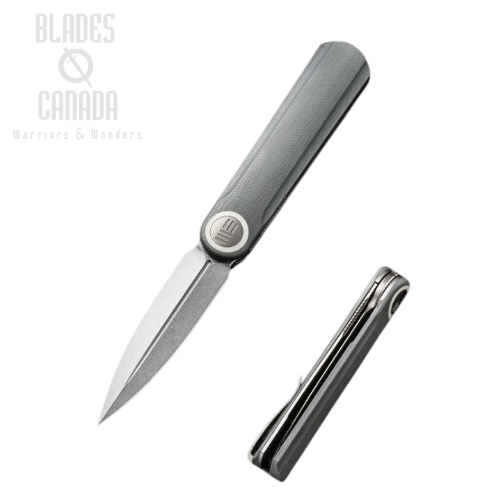WE Knife Eidolon Dagger Flipper Folding Knife, 20CV Single Edge, G10 Gray Integral, 19074B-A