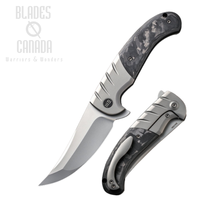 WE Knife Curvaceous Flipper Framelock Knife, CPM 20CV, Titanium/Carbon Fiber, WE20012-1