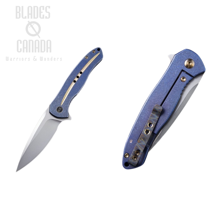 WE Knife Kitefin Flipper Framelock Knife, S35VN, Titanium Gold Stripe, 2001F