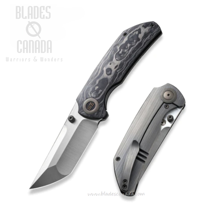 WE Knife Thug XL Flipper Framelock Knife, CPM 20CV, Carbon Fiber Shredded/Ti, 20028E-1
