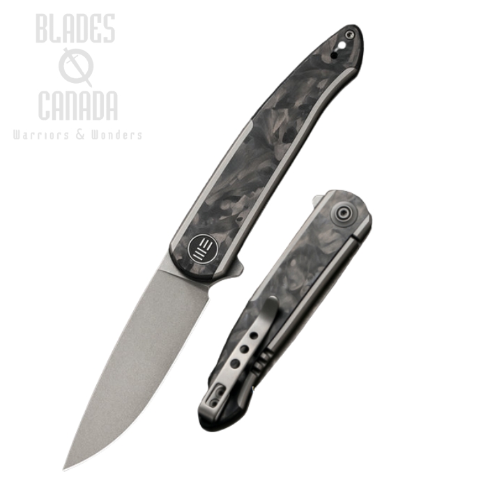 WE Knife Smooth Sentinel Flipper Framelock Knife, CPM 20CV, Titanium/CF, WE20043-1