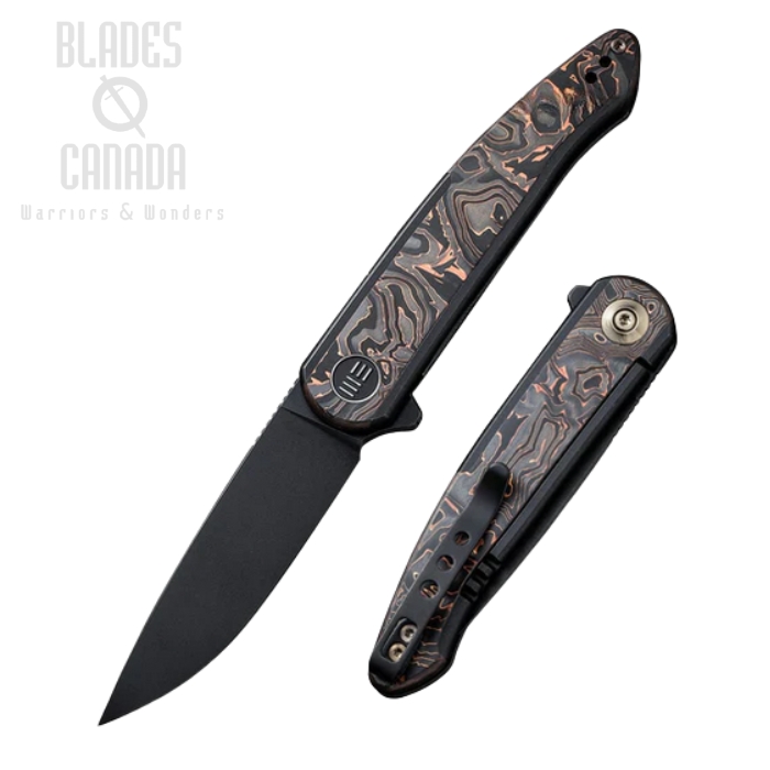 WE Knife Smooth Sentinel Flipper Framelock Knife, CPM 20CV, Titanium Black/Carbon Fiber, WE20043-6
