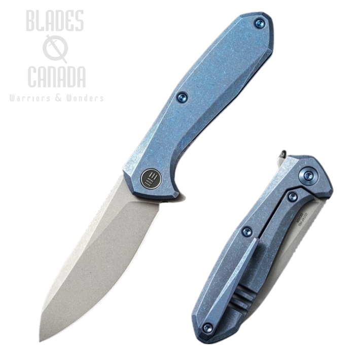 WE Knife Mote Flipper Framelock Knife, S35VN, Titanium Blue, WE2005B