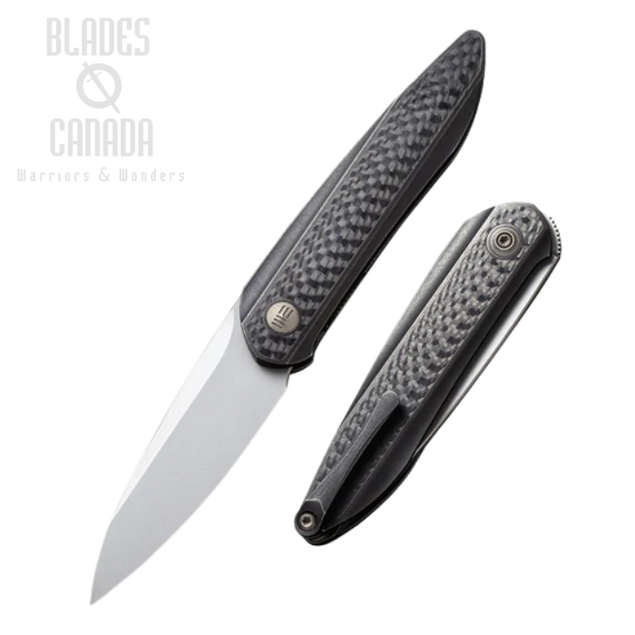 WE Knife Black Void Opus Folding Knife, 20CV, Carbon Fiber/Titanium, WE2010B