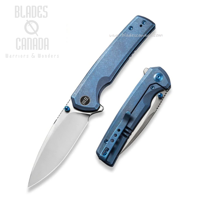 WE Knife Subjugator Flipper Framelock Knife, CPM 20CV, Titanium Blue, 21014C-3