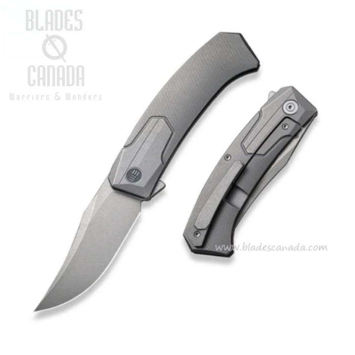 WE Knife Shuddan Flipper Framelock Knife, CPM 20CV Grey SW, Titanium Grey, 21015-4