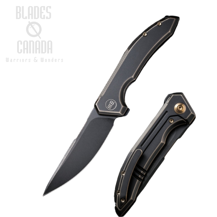 WE Knife Quixotic Flipper Framelock Knife, CPM 20CV, Titanium Bronze, WE21016-2