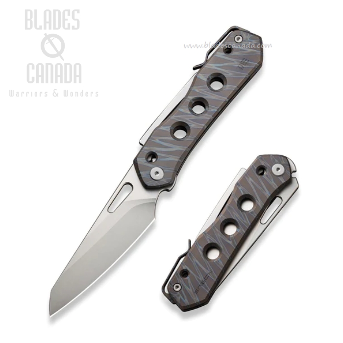 WE Knife Vision R Folding Knife, CPM 20CV, Flamed Titanium Tiger Stripe, 21031-6
