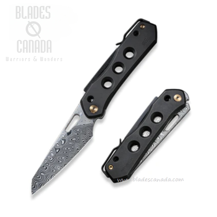 WE Knife Vision R Folding Knife, Damasteel, Titanium Black, 21031-DS1