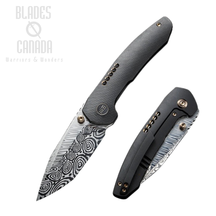 WE Knife Trogon Framelock Folding Knife, Damasteel, Titanium, 22002B-DS1
