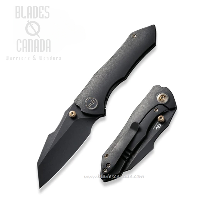 WE Knife High-Fin Framelock Folding Knife, CPM 20CV Black SW, Titanium Black, 22005-1