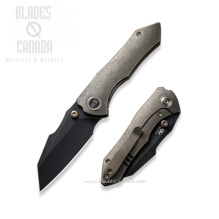 WE Knife High-Fin Framelock Folding Knife, CPM 20CV Black SW, Titanium Bronze, 22005-2
