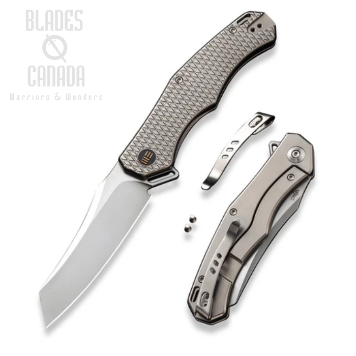 WE Knife RekkeR Flipper Framelock Knife, CPM 20CV, Titanium, WE22010G-2