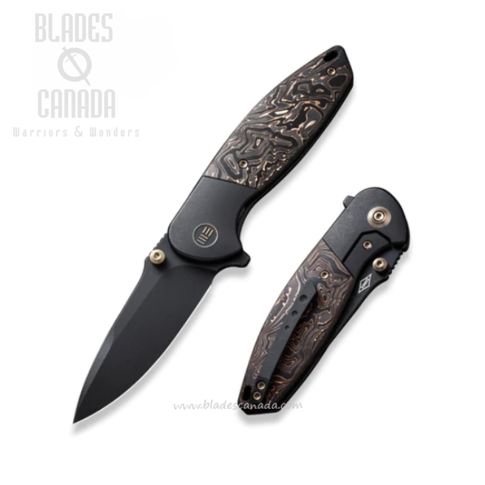 WE Knife Nitro Mini Flipper Framelock Knife, CPM 20CV Black, Carbon Fiber Copper/Ti, 22015-2 WE Knife Nitro Mini Flipper Framelock Knife, CPM 20CV Black, Carbon Fiber Copper/Ti, 22015-2