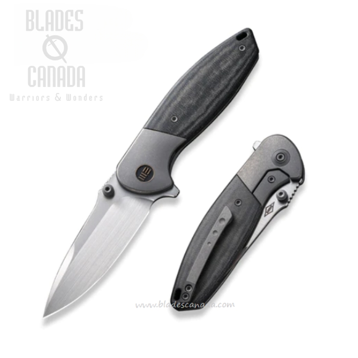 WE Knife Nitro Mini Flipper Framelock Knife, CPM 20CV, Titanium/Micarta Black, WE22015-3