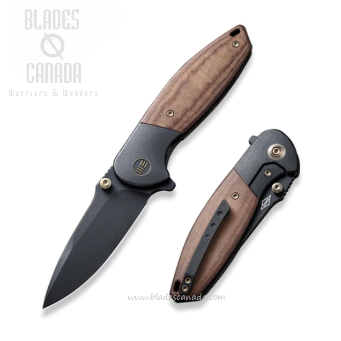WE Knife Nitro Mini Flipper Framelock Knife, CPM 20CV Black, Titanium/Micarta Brown, 22015-4