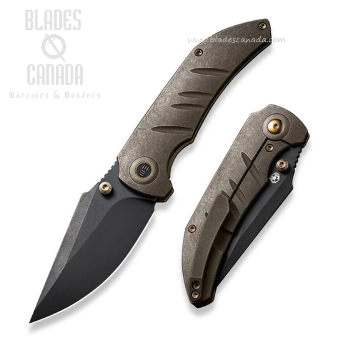 WE Knife Riff-Raff Framelock Folding Knife, CPM 20CV Black SW, Titanium Bronze, WE22020B-1
