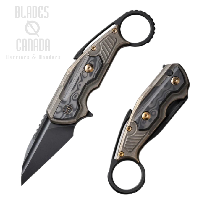 WE Knife Yardbird Flipper Button Lock Knife, CPM 20CV Black, Titanium Bronze w/Rose CF, 22021-2