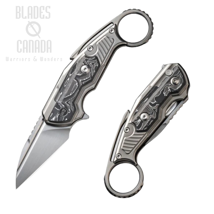 WE Knife Yardbird Button Lock Knife, CPM 20CV, Titanium/Aluminum Foil Carbon Fiber, 22021-3
