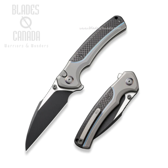 WE Knife Ziffius Flipper Button Lock Knife, Ltd Edition, CPM 20CV Black SW, Titanium/Carbon Fiber, 22024A-1